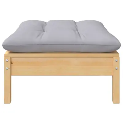 Vrtni stolček - Vrtni stoli za noge s sivo blazino trdna borovina JS920