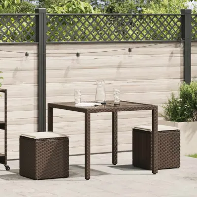 Vrtni stolčki - Vrtni stoli z blazinami 2 kosa Rjava 40x40x43 cm Poly Rattan JS1099