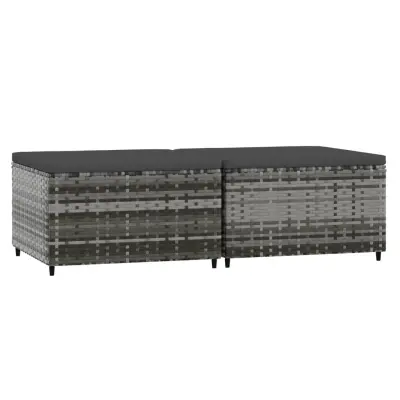 Vrtni stolčki - Vrtni stoli za noge z blazino 2 kosa siv poli ratan JS1153