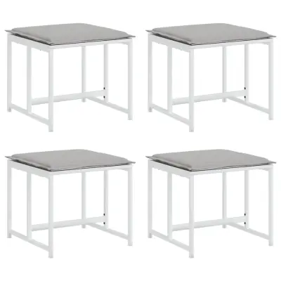 Vrtni stolčki - Vrtni stoli z blazinami 4 kosi belo jeklo in tekstilen JS1103