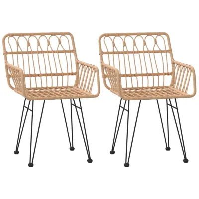 Vrtni Stoli - Stol za vrt 2 kosa z naslonom za roke 56x64x80 cm PE ratan JS530