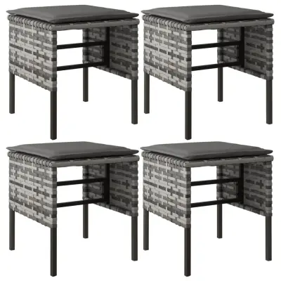 Vrtni stolčki - Vrtni stoli za noge z blazinami 4 kosi poli ratan sivi JS1145