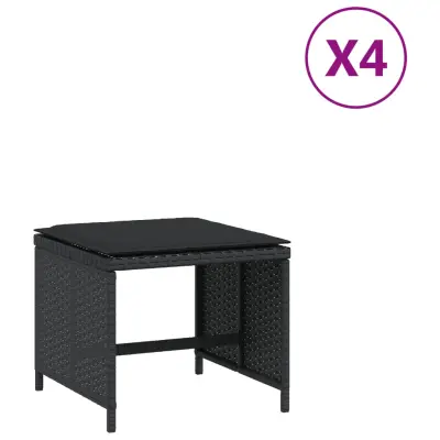 Vrtni stolčki - Vrtni stoli z blazinami 4 kosi črni 40x40x35 cm poli ratan JS1118