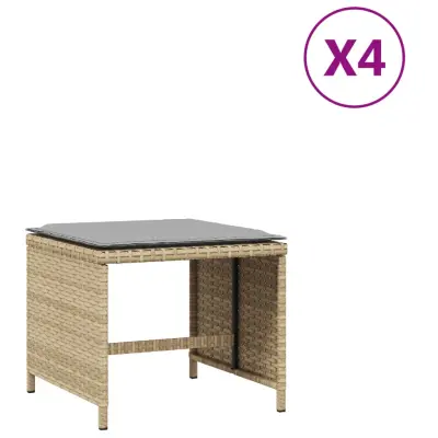 Vrtni stolčki - Vrtni stoli z blazinami 4 kosi bež 40x40x35 cm poli ratan JS1104