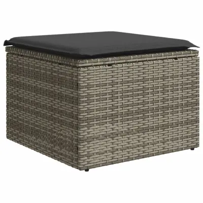 Vrtni stolček - Vrtni stoli z blazino siv 55x55x37 cm poli ratan JS831