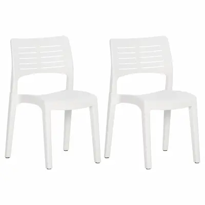 Vrtni Stoli - Stol za vrt 2 kosa bel poliuretan JS494