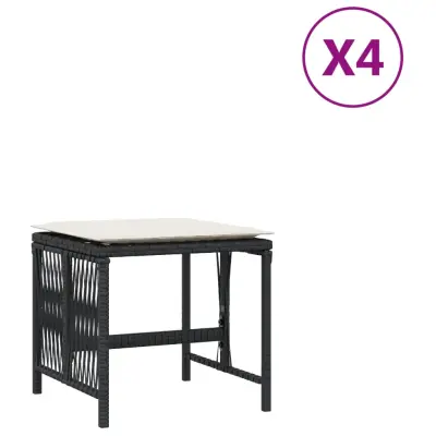 Vrtni stolčki - Vrtni stoli z blazinami 4 kosi črni 41x41x36 cm poli ratan JS1119