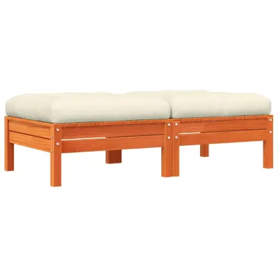 Vrtni stolček - Vrtni stoli za noge z blazino 2 kosa voščeno rjava borovina JS991