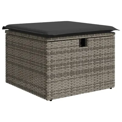Vrtni stolček - Vrtni stoli z blazino siv 55x55x37 cm poli ratan JS832