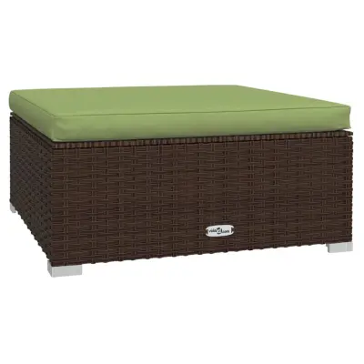 Vrtni stolček - Vrtni stoli za noge z blazino rjav 70x70x30 cm poli ratan JS1030