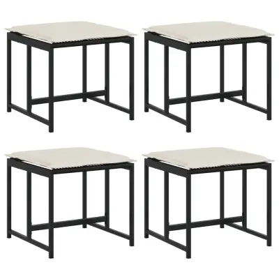 Vrtni stolčki - Vrtni stoli z blazinami 4 kosi črn poli ratan JS1115