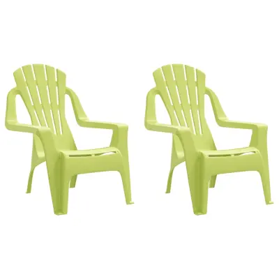 Vrtni stoli - Stol za vrt 2 kosa za otroke zelena 37x34x44cm PP videz lesa JS1492