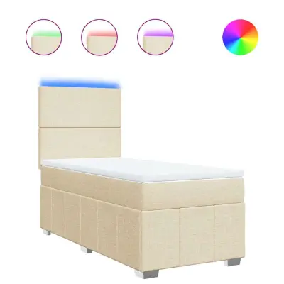 Box spring postelja - Vzmetna postelja z vzmetnico krem 80x200 cm blago SL23978