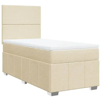 Box spring postelja - Vzmetna postelja z vzmetnico krem 80x200 cm blago SL17652