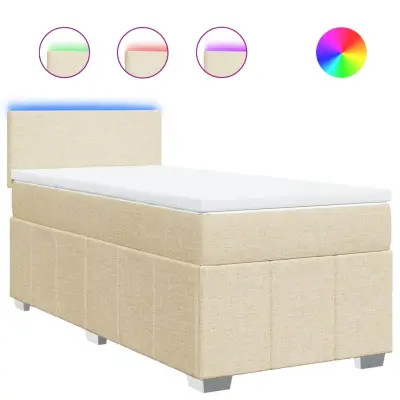 Box spring postelja - Vzmetna postelja z vzmetnico krem 80x200 cm blago SL17387