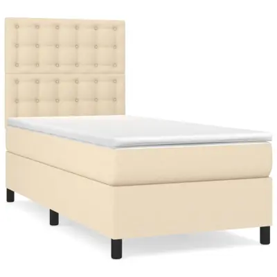 Box spring postelja - Vzmetna postelja z vzmetnico krem 90x190 cm blago SL13117