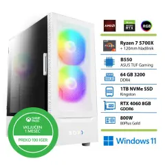 BOFX VOLANTIS WHITE R7-5700X 64GB 1TB RTX4060 W11H gaming namizni računalnik
