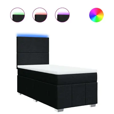 Box spring postelja - Vzmetna postelja z vzmetnico črna 80x200 cm blago SL17618