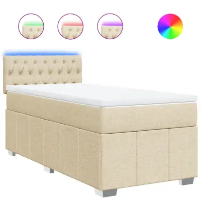 Box spring postelja - Vzmetna postelja z vzmetnico krem 80x200 cm blago SL11075