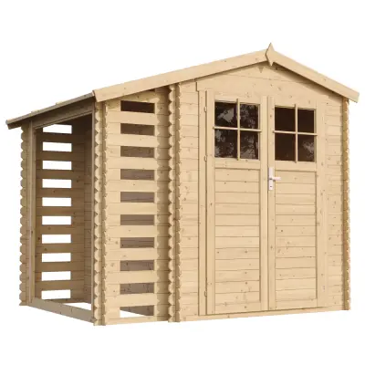 Lesena vrtna lopa - 272x206xH218 cm/ 4,47 m2 - Vrtna hiša s podi - TIMBELA M386F+M386G