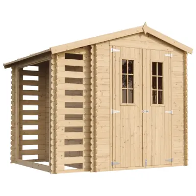 Lesena vrtna lopa - 272x206xH218 cm/ 4,47 m2 - Vrtna hiša s podi - TIMBELA M386C+M386G