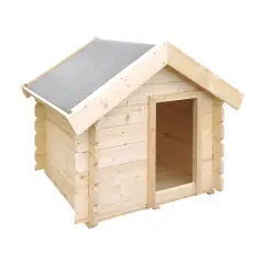 Lesena pasja uta za zunanjo uporabo - zaščitena streha - 76 x 99 x H80 cm, velikost S (za malega psa) - TIMBELA M401-1