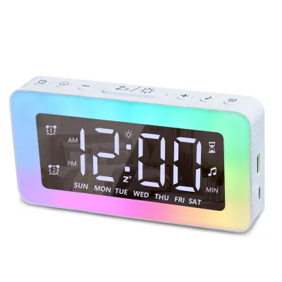 Digitalna budilka z 1 budilko, ogledalo LED digitalne ure z 8 načini osvetlitve, dremež, pomoč pri spanju, časovnik, elektronska budilka z b