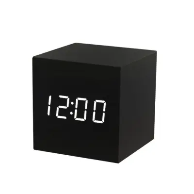 1 lesena budilka - mini LED digitalna ura s prikazom temperature časa, 3 stopnjami svetlosti in glasovnim upravljanjem, idealna za potovanja