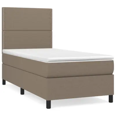 Box spring postelja - Vzmetna postelja z vzmetnico taupe 90x190 cm blago SL19113