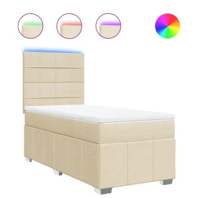Box spring postelja - Vzmetna postelja z vzmetnico krem 80x200 cm blago SL18120