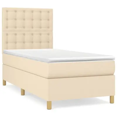 Box spring postelja - Vzmetna postelja z vzmetnico krem 90x190 cm blago SL19465