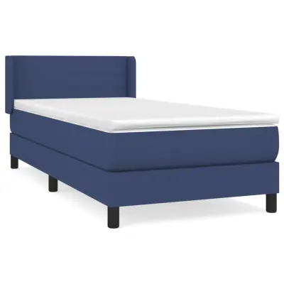 Box spring postelja - Vzmetna postelja z vzmetnico modra 90x200 cm blago SL7142