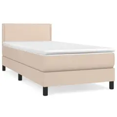 Box spring postelja - Vzmetna postelja z vzmetnico kapučino 100x200cm umetno usnje SL7035