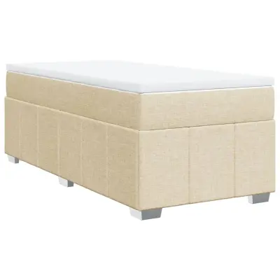 Box spring postelja - Vzmetna postelja z vzmetnico krem 90x200 cm blago SL5037