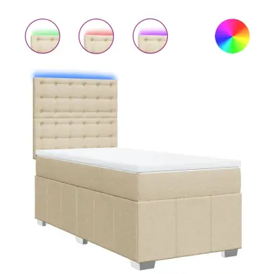 Box spring postelja - Vzmetna postelja z vzmetnico krem 90x200 cm blago SL5648