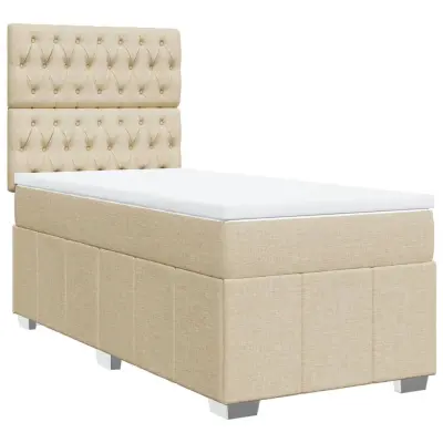 Box spring postelja - Vzmetna postelja z vzmetnico krem 100x200 cm blago SL5030