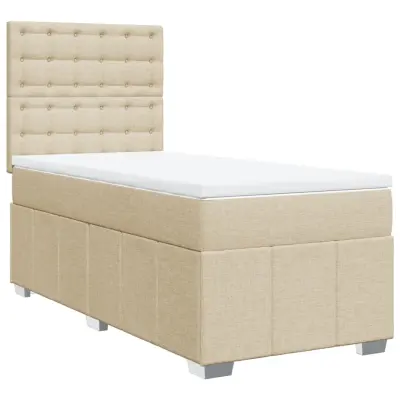 Box spring postelja - Vzmetna postelja z vzmetnico krem 90x200 cm blago SL4037