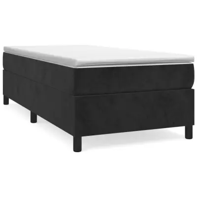 Box spring postelja - Vzmetna postelja z vzmetnico črn 90x190 cm žamet SL75