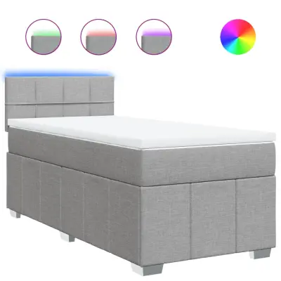 Box spring postelja - Vzmetna postelja z vzmetnico svetlo siva 90x190 cm blago SL23743