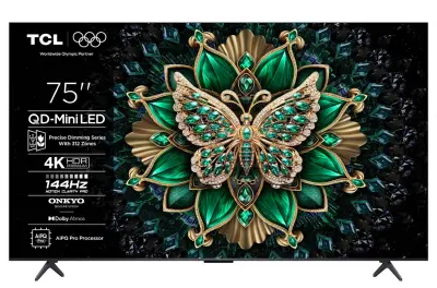 TCL 75C61K QD-Mini LED 4K Google TV, 144Hz, Onkyo zvok z Dolby Atmos, TV sprejemnik