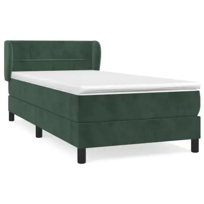 Box spring postelja - Vzmetna postelja z vzmetnico temno zelena 80x200 cm žamet SL20398