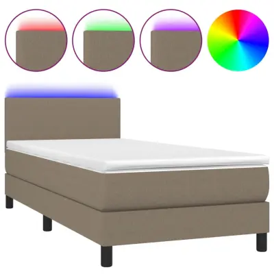 Box spring postelja - Vzmetna postelja z vzmetnico LED taupe 80x200 cm blago SL21235