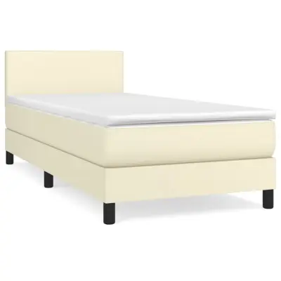 Box spring postelja - Vzmetna postelja z vzmetnico krem 100x200 cm umetno usnje SL19683