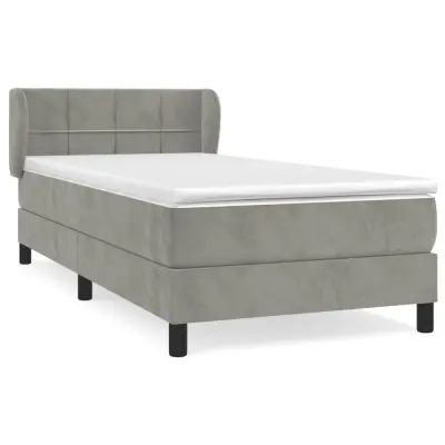 Box spring postelja - Vzmetna postelja z vzmetnico svetlo siva 80x200 cm žamet SL20415