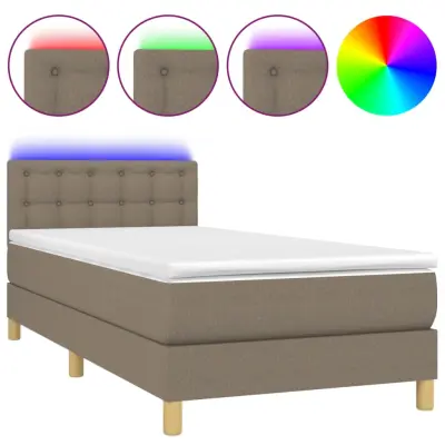 Box spring postelja - Vzmetna postelja z vzmetnico LED taupe 90x190 cm blago SL15148
