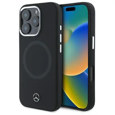 MERCEDES OVITEK SILIKONSKI TONAL LOGO ZA MAGSAFE ZA IPHONE 16 PRO MAX ČRN