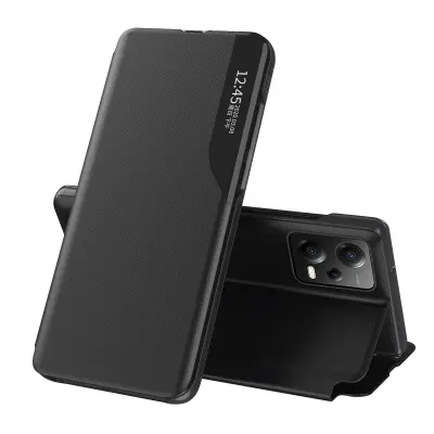 Ovitek z zavihkom in stojalom za Xiaomi Redmi Note 12 Pro+ Eco Leather črn