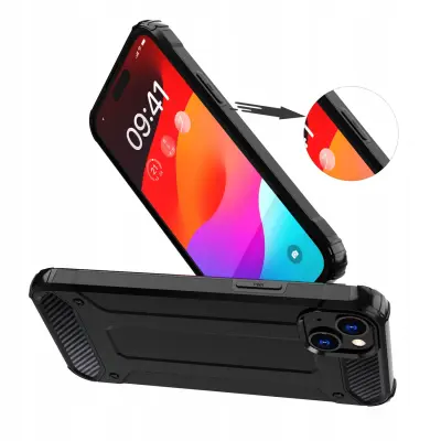 HYBRID ARMOUR CASE OVITEK OHIŠJE OVITEK ZA IPHONE 15 PLUS ČRN