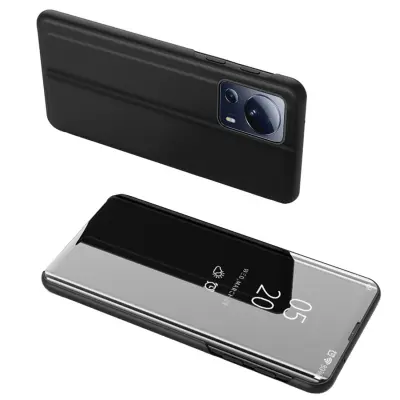 Sijajna preklopna torbica za Xiaomi 13 Lite Clear View Case, črna