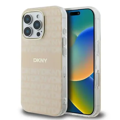 DKNY REPEAT TEXTURE PATTERN S ČRTOVIM OVITEKOM ZA IPHONE 16 PRO MAX - ROZA